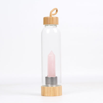 Bottiglie di vetro per stoccaggio dell'acqua, bottiglia di acqua infusa della pietra preziosa curativa di benessere dell'a cristallo di quarzo di Rosa fornitore