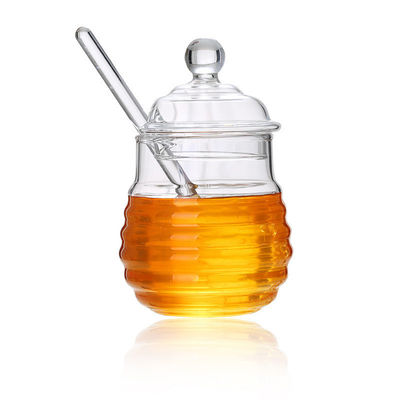 Barattolo del miele del vetro borosilicato con il dispositivo di gocciolamento Eco termoresistente amichevole fornitore