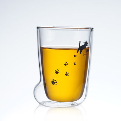 Tazza creativa dell'artiglio del gatto caffè/del latte, doppie tazze di vetro isolate soffiate mano fornitore