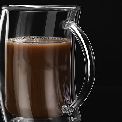 Cassaforte di vetro doppia della tazza del caffè espresso da toccare con progettazione unica della maniglia fornitore
