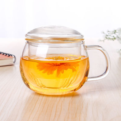 Tazza più ripida del tè soffiata carta bianca di BPA, tazza di vetro di viaggio di Infuser del tè della parete sottile fornitore