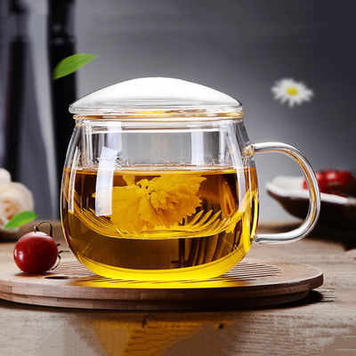 Tazza più ripida del tè soffiata carta bianca di BPA, tazza di vetro di viaggio di Infuser del tè della parete sottile fornitore