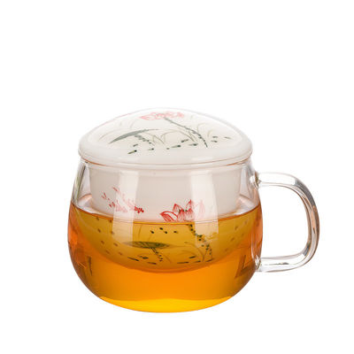 Tazza di Infuser del tè del vetro borosilicato con capacità ceramica coperchio/del filtro 280ml fornitore
