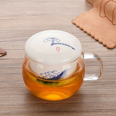 Tazza di Infuser del tè del vetro borosilicato con capacità ceramica coperchio/del filtro 280ml fornitore
