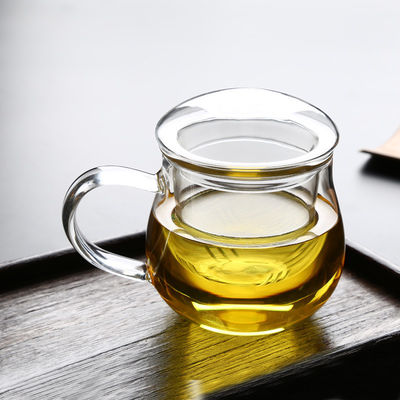 Tazza di vetro di Infuser del tè di tre pezzi, tazza di vetro termoresistente trasparente fornitore