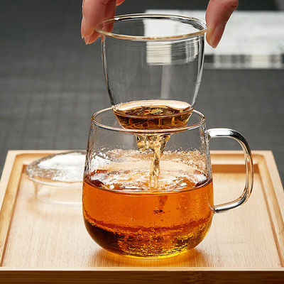 Singolo materiale servente su misura del vetro borosilicato del tè della tazza di vetro di Infuser fornitore