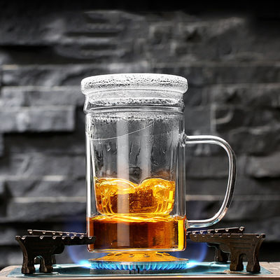 Tazza fatta a mano trasparente del filtro del tè, caffè 400ml/tazza di tè con il filtro fornitore