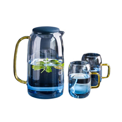 Insieme di vetro colorato della caraffa per l'acqua 1550ml con 2 tazze per la bevanda ghiacciata dell'acqua fornitore