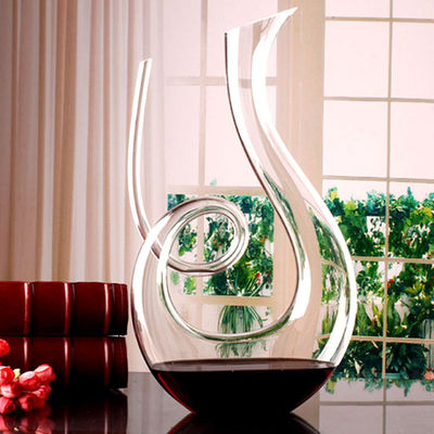 Decantatore moderno del vetro soffiato della mano, decantatore del vino del fondo piatto del vetro trasparente fornitore