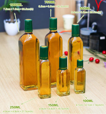 bottiglia di olio d'oliva di vetro 250ml/500ml/750ml con colore della radura del cappuccio parapolvere fornitore