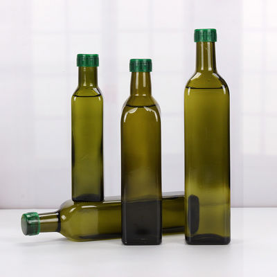 Bottiglia di vetro verde scuro quadrata vuota, ampolliera di vetro amichevole dell'olio d'oliva di Eco fornitore