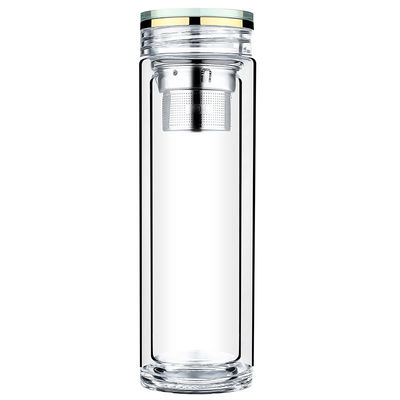 La bottiglia di acqua di vetro spessa doppia con il coperchio a cristallo BPA libera Eco amichevole fornitore