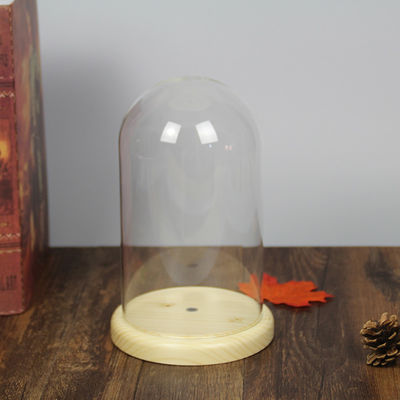 Campana di vetro della cupola del vetro trasparente del borosilicato della base D20 X H23cm della quercia fornitore