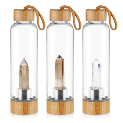 quarzo Crystal Water Infuser Bottle di 18oz 550ml con il coperchio di bambù fornitore