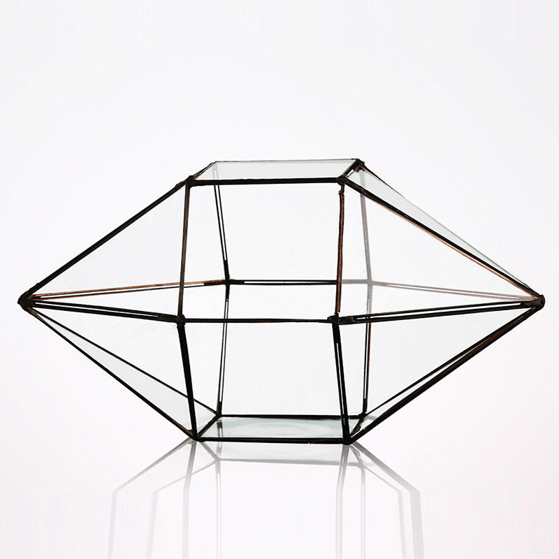 Vaso a forma di diamante del vetro trasparente, vasi geometrici durevoli di vetro di terrario fornitore