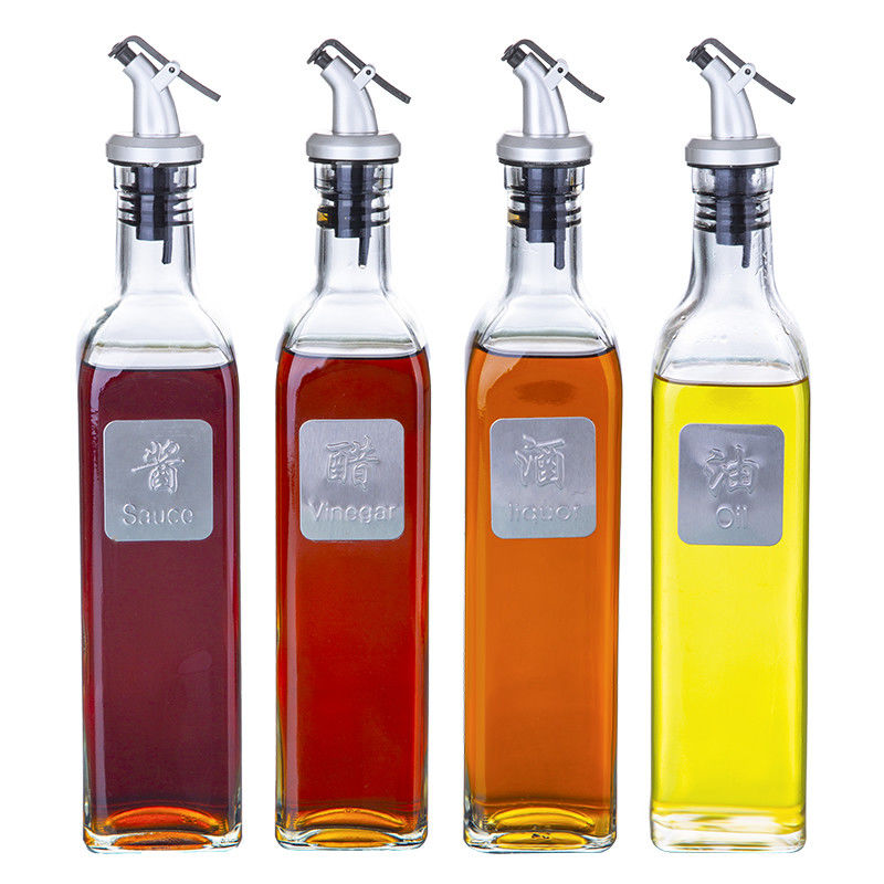 Bottiglia di olio d'oliva vuota della salsa dell'all'aceto, bottiglia di olio d'oliva quadrata con l'erogatore dell'olio fornitore