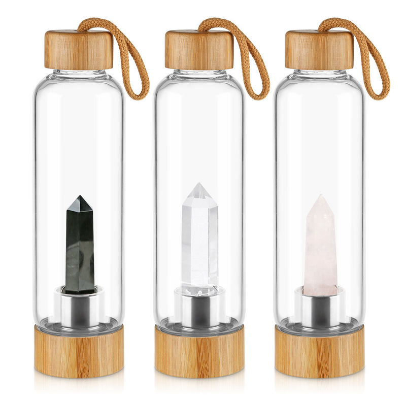 quarzo Crystal Water Infuser Bottle di 18oz 550ml con il coperchio di bambù fornitore