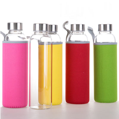 Bottiglia di vetro portatile della prova della perdita di 18 Oz, bottiglia riutilizzabile di trasporto della bevanda della manica fornitore