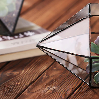 Vaso a forma di diamante del vetro trasparente, vasi geometrici durevoli di vetro di terrario fornitore