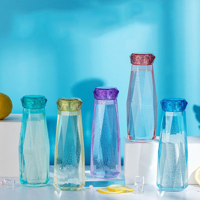 Bottiglie di acqua beventi di vetro trasparenti, bottiglia di vetro di sport con il coperchio del diamante fornitore