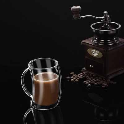 Cassaforte di vetro doppia della tazza del caffè espresso da toccare con progettazione unica della maniglia fornitore