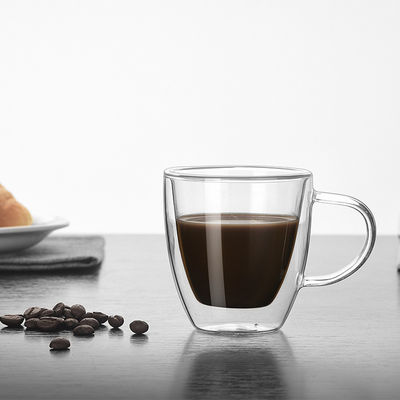 La tazza di vetro doppia termoresistente fatta a mano sofisticata cerca il caffè fornitore
