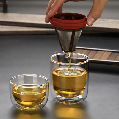 Piccola dimensione di vetro tutta della tazza di caffè di viaggio portatile negli insiemi di un tè della macchinetta del caffè fornitore