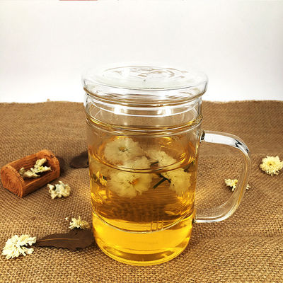 Tazza di tè di vetro immagazzinata con il filtro, la tazza di vetro amichevole del tè di Eco con Infuser ed il coperchio fornitore