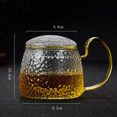 Anti tazza di tè di calore 400ml, fiorire/tazza di vetro del tè a fogli staccabili con il coperchio fornitore