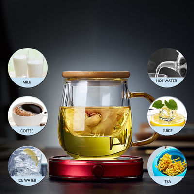 Tazza di tè di bambù del vetro trasparente della copertura con Infuser, creatore di tè soffiato mano dell'ufficio fornitore