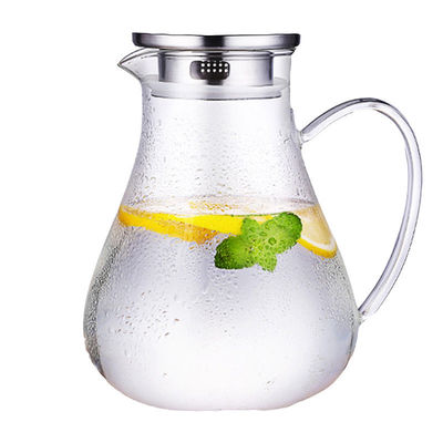 Rimuova la caraffa temperata del tè ghiacciata caraffa per l'acqua di vetro con il coperchio dell'acciaio inossidabile fornitore