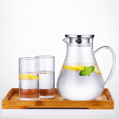 Rimuova la caraffa temperata del tè ghiacciata caraffa per l'acqua di vetro con il coperchio dell'acciaio inossidabile fornitore