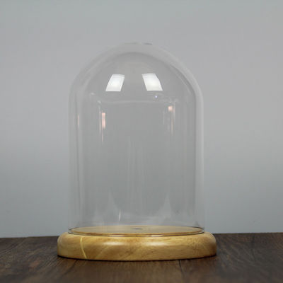 Campana di vetro della cupola del vetro trasparente del borosilicato della base D20 X H23cm della quercia fornitore