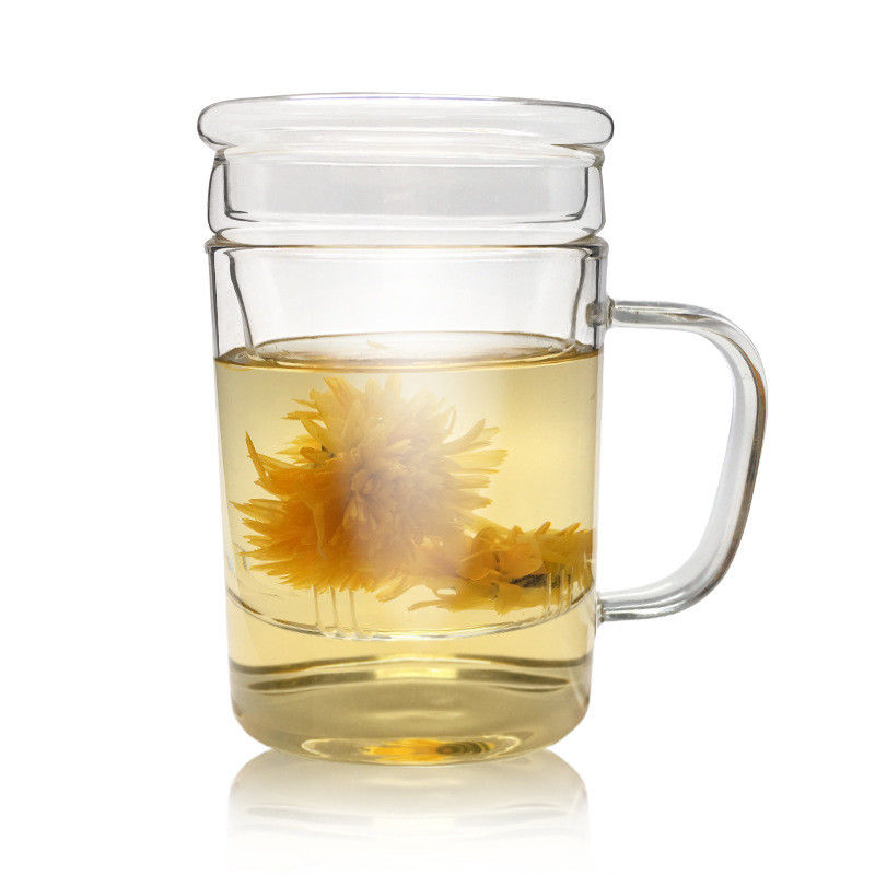 Tazza di tè di vetro immagazzinata con il filtro, la tazza di vetro amichevole del tè di Eco con Infuser ed il coperchio fornitore
