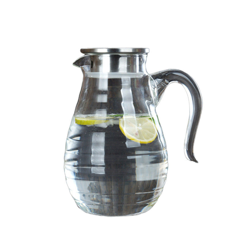 Caraffa fatta a mano del succo di Pyrex 1800ml con il coperchio, grande lanciatore di vetro trattato fornitore